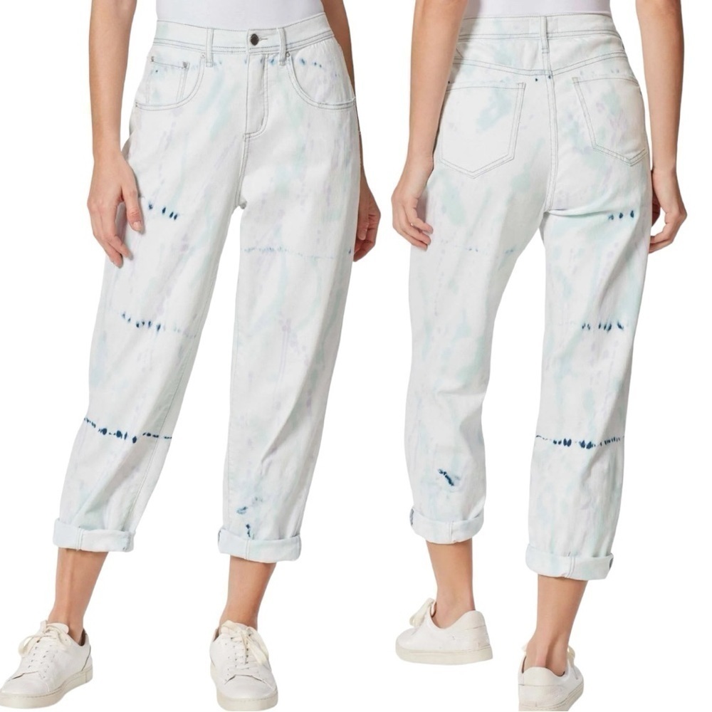 NWT FRAYED Relaxed Tapered Boyfriend Tie Dye Jeans Size 29